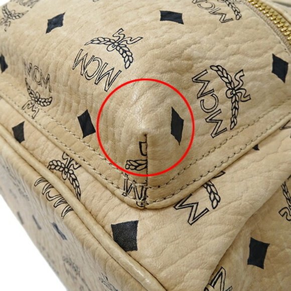 MCM Bag Women's Backpack Visetos Side Studs Coated Canvas Beige - Picture 9 of 10